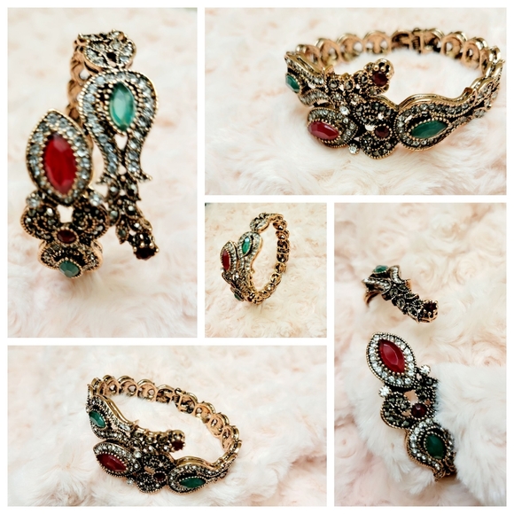 Vintage-inspired bangles/bracelets featuring emeralds and rubies. - Picture 13 of 13